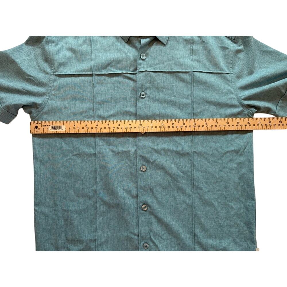Cubavera Guayabera Shirt Men’s S Teal Blue Short Sleeve Button Front Resort - Picture 8 of 13
